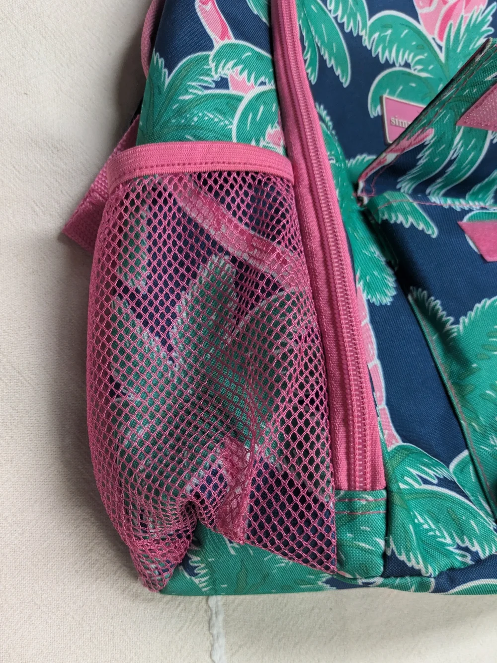 Simply Southern Navy Palm-Print Sling Cross Body Bag with Pink Trim